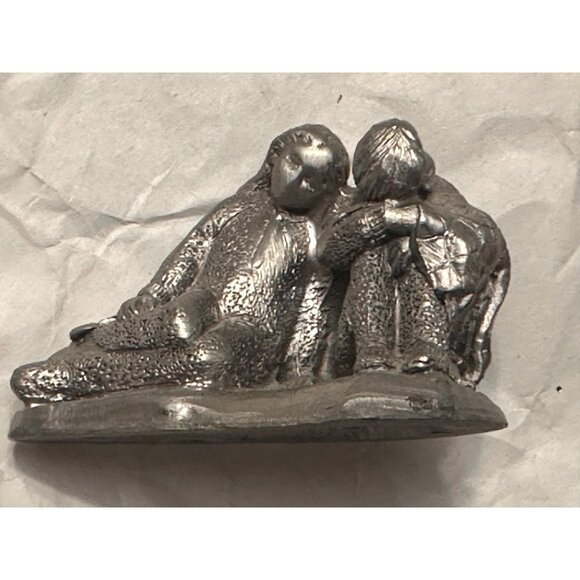 Michael Ricker Pewter Figurine Brother Sister Crying 2000 Children Sitting - Picture 3 of 11
